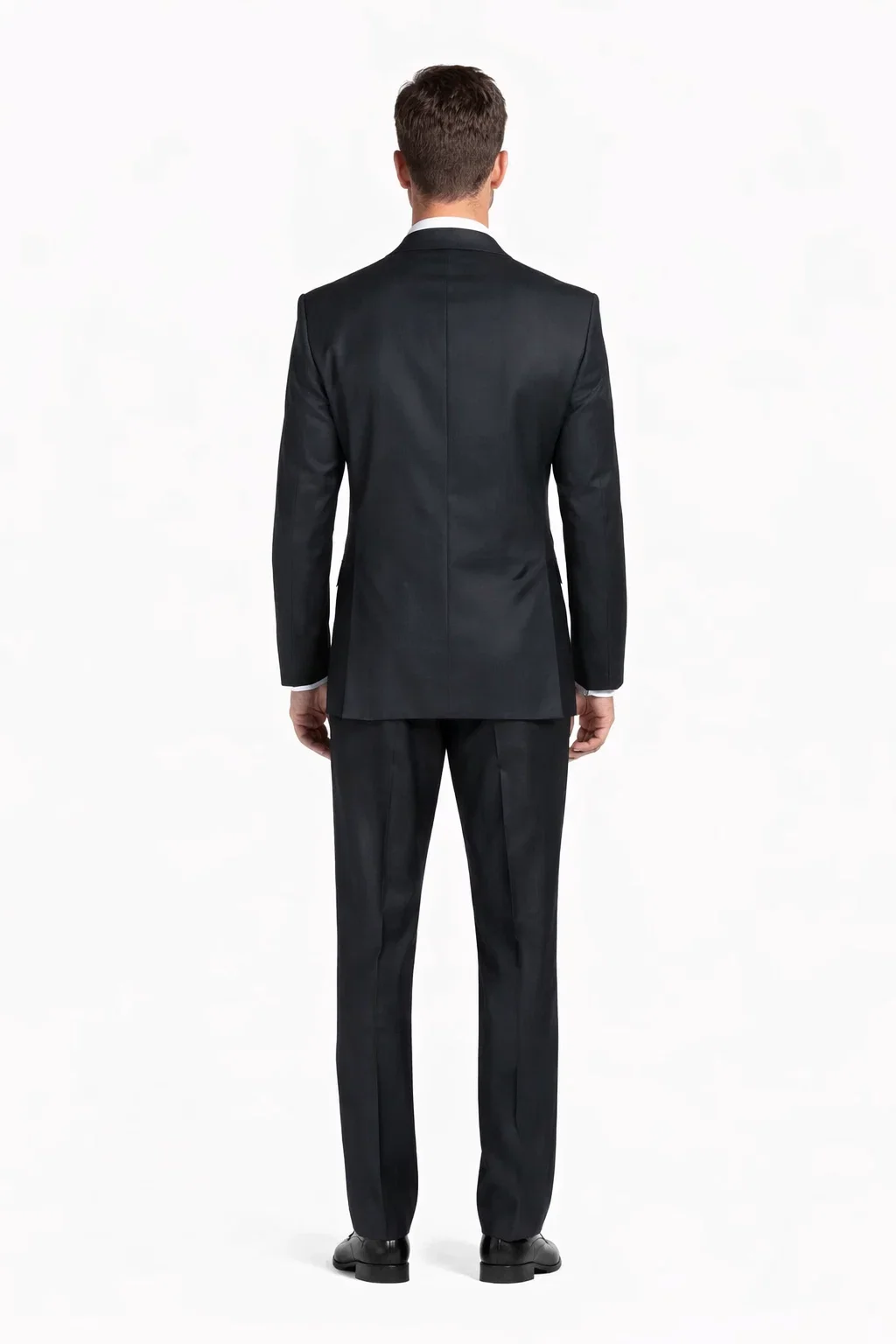 Dark Navy Solid 100% Wool Flat Front Fitted Suit - Image 3