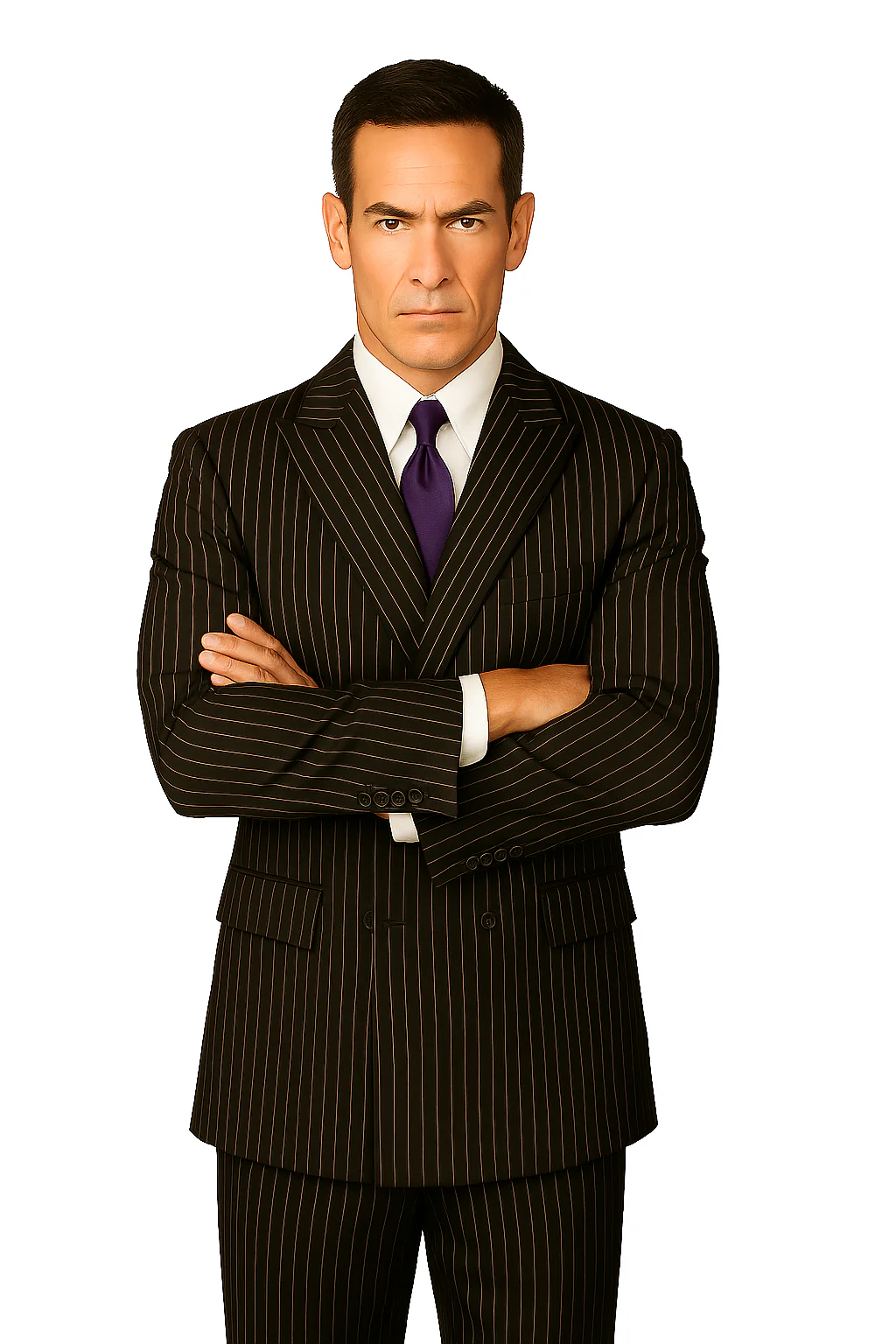 1920s Gangster Custom - Black Bold Gangster Pinstripe Suit - Image 5