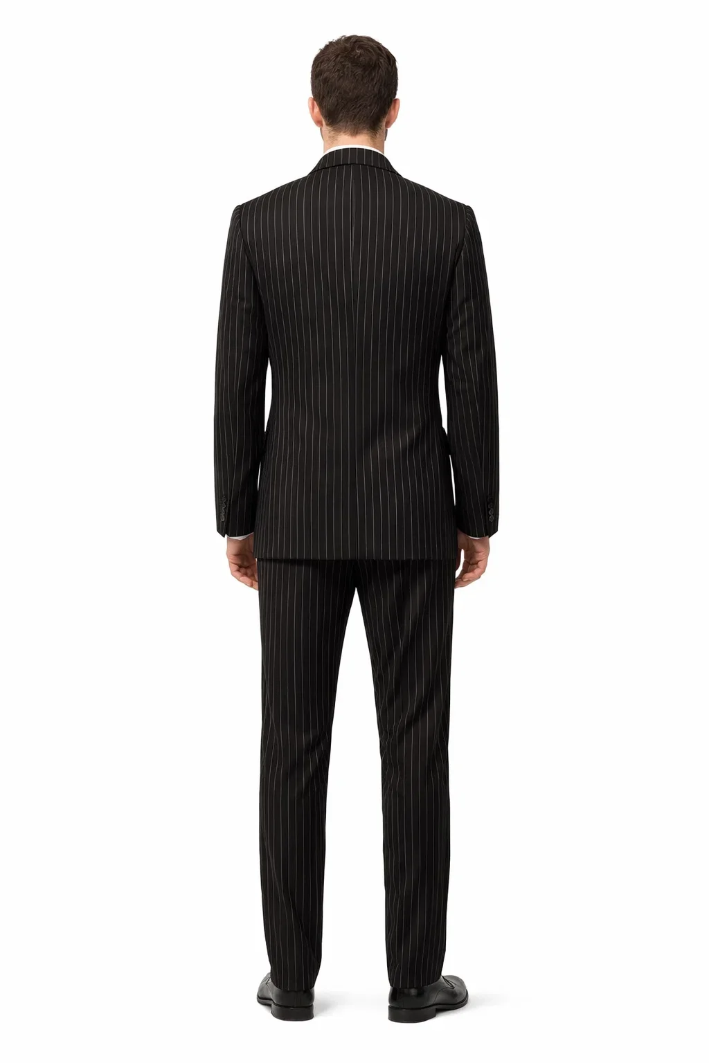 1920s Gangster Custom - Bold Gangster Pinstripe Suit Black - Image 2