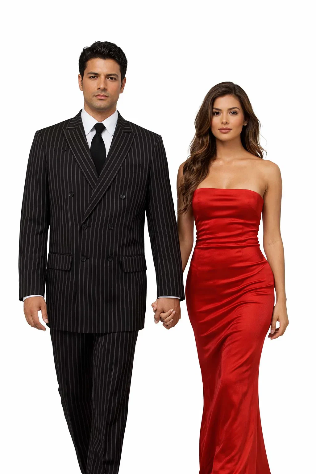 1920s Gangster Custom - Bold Gangster Pinstripe Suit Black - Image 8