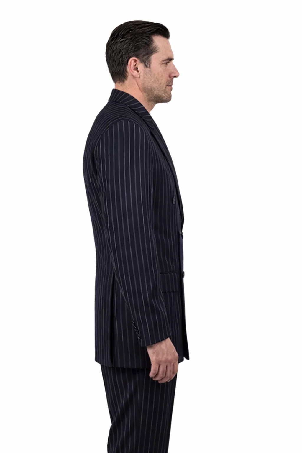 1920s Gangster Custom - Bold Gangster Pinstripe Suit Navy Blue - Image 7