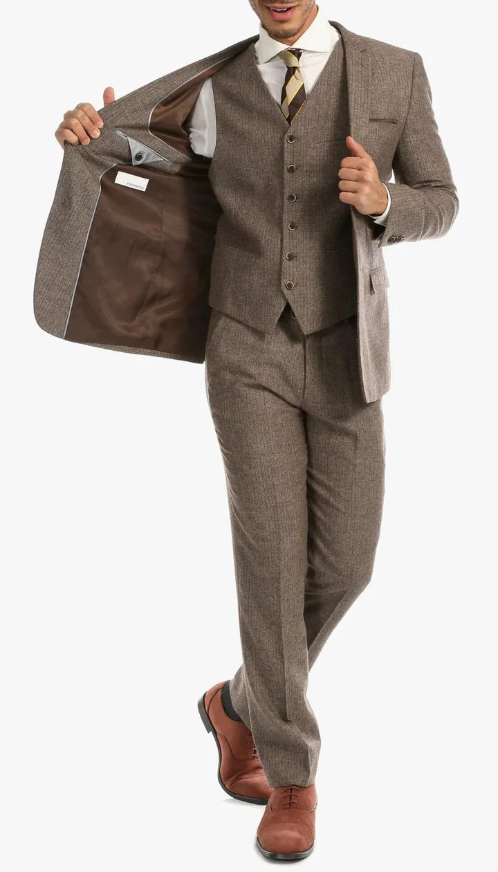 1920's Men's Clothing - Tweed Suit - Herringbone 1920s Mens Suit - Vintage Brown Suit - Image 6