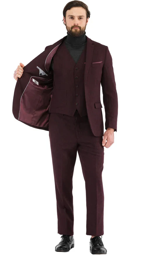 1920's Men's Clothing - Tweed Suit - Herringbone 1920s Mens Suit - Vintage Burgundy Suit - Image 2