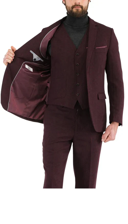 1920's Men's Clothing - Tweed Suit - Herringbone 1920s Mens Suit - Vintage Burgundy Suit - Image 3