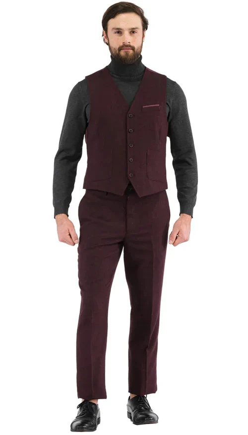 1920's Men's Clothing - Tweed Suit - Herringbone 1920s Mens Suit - Vintage Burgundy Suit - Image 4