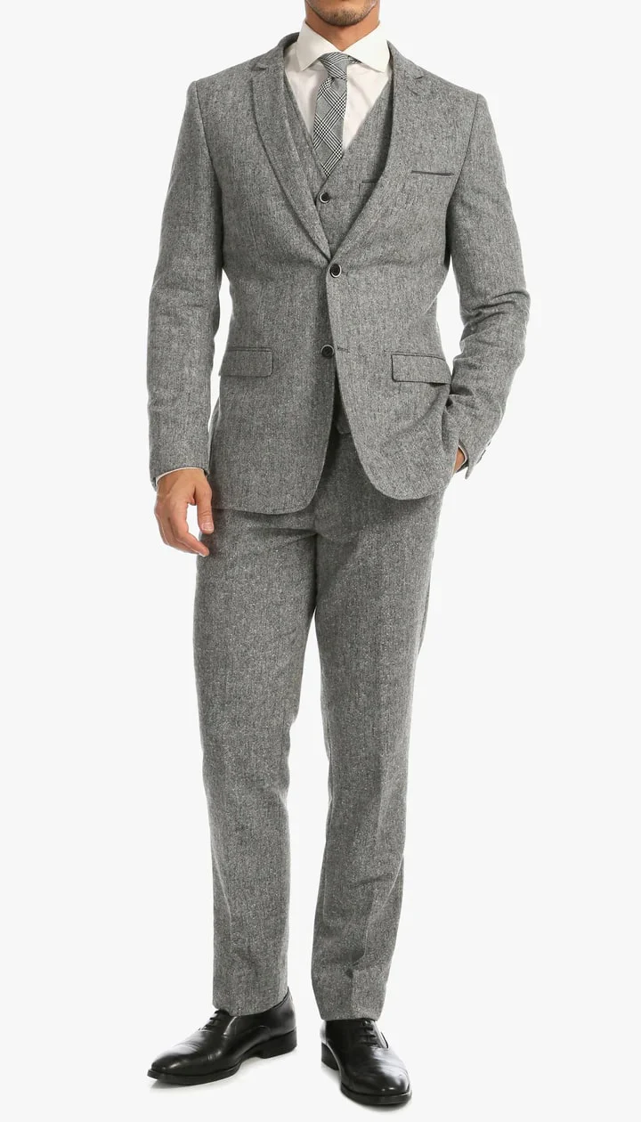1920's Men's Clothing - Tweed Suit - Herringbone 1920s Mens Suit - Vintage Grey Tweed Suit