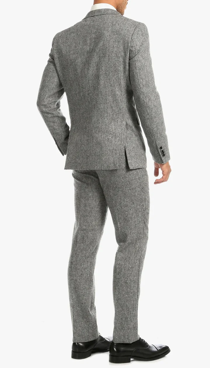 1920's Men's Clothing - Tweed Suit - Herringbone 1920s Mens Suit - Vintage Grey Tweed Suit - Image 3