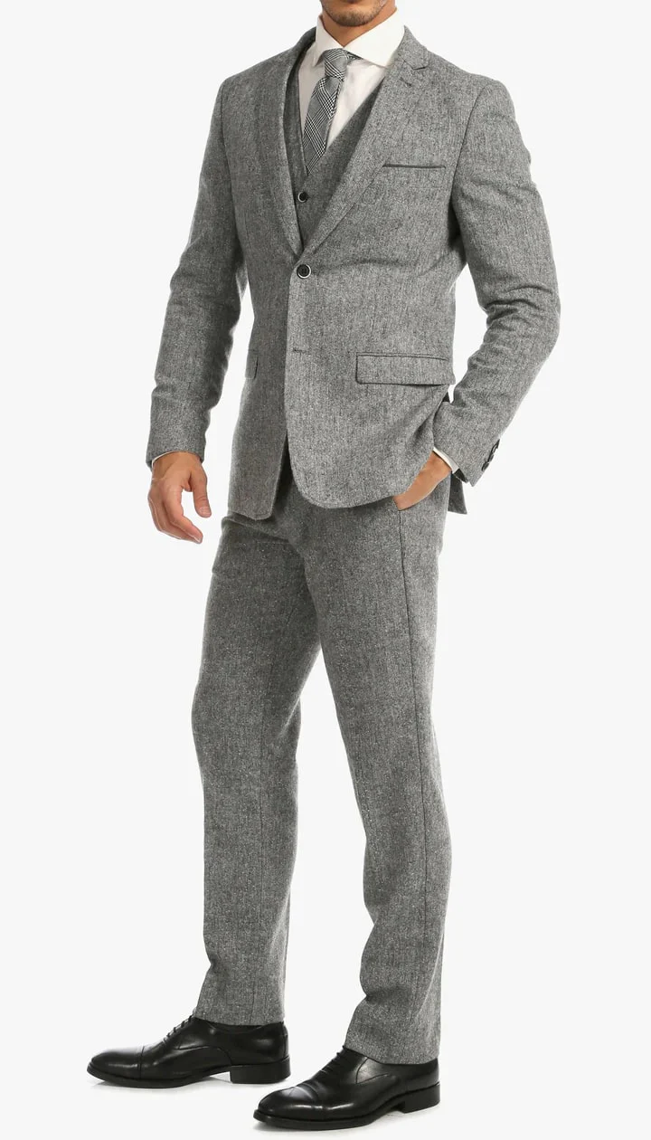 1920's Men's Clothing - Tweed Suit - Herringbone 1920s Mens Suit - Vintage Grey Tweed Suit - Image 5