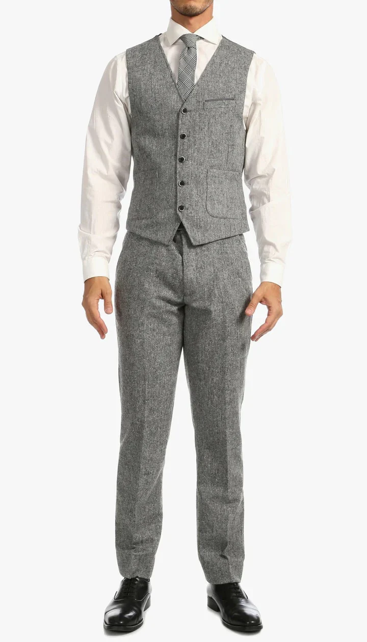 1920's Men's Clothing - Tweed Suit - Herringbone 1920s Mens Suit - Vintage Grey Tweed Suit - Image 6