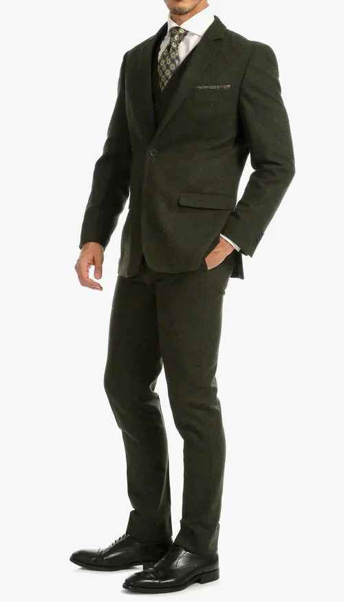 1920's Men's Clothing - Tweed Suit - Herringbone 1920s Mens Suit - Vintage Hunter Green Tweed Suit - Image 7