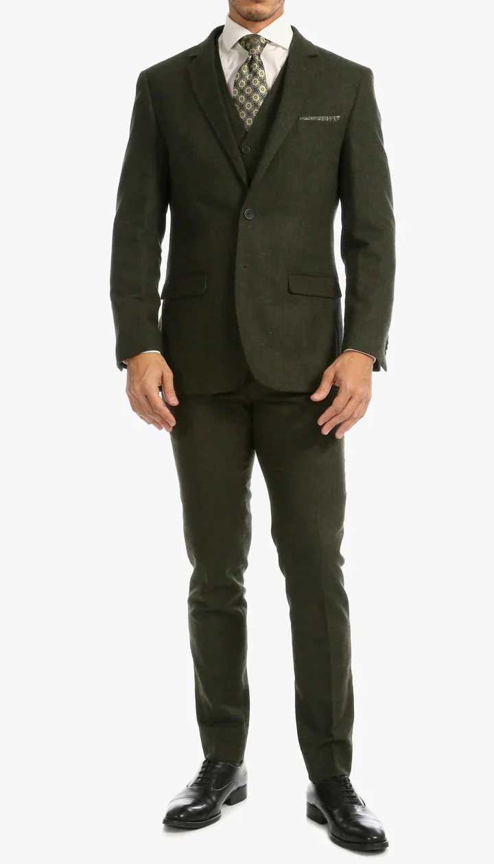 1920's Men's Clothing - Tweed Suit - Herringbone 1920s Mens Suit - Vintage Hunter Green Tweed Suit - Image 9