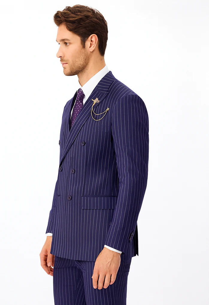 1920s Mens Outfit - 1920s costume Bold Pinstripe Wide Suit - Image 3