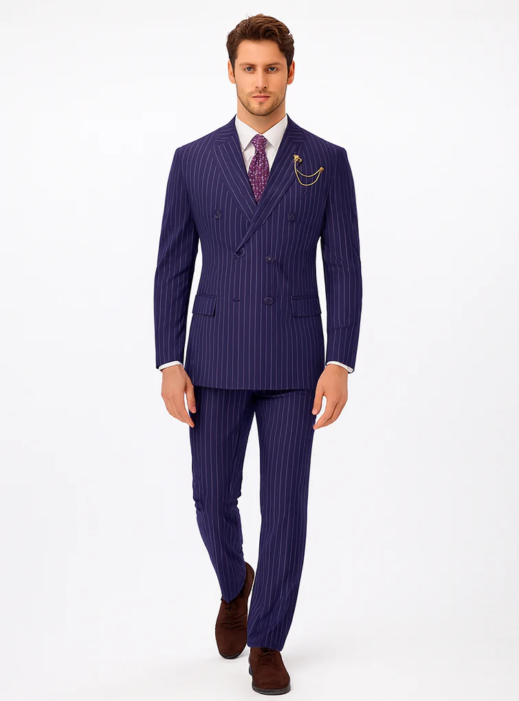 1920s Mens Outfit - 1920s costume Bold Pinstripe Wide Suit - Image 6