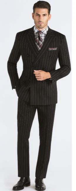 1920s Mens Suit - 1920s Mens Outfit - 1920s  costume  Bold Pinstripe Wide Suit in Black - Image 3