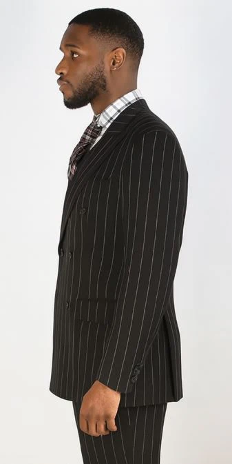 1920s Mens Suit - 1920s Mens Outfit - 1920s  costume  Bold Pinstripe Wide Suit in Black - Image 4