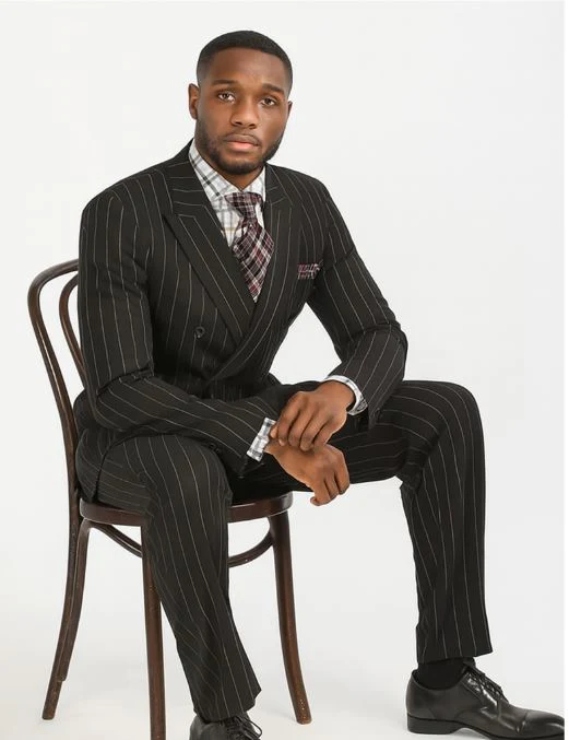 1920s Mens Suit - 1920s Mens Outfit - 1920s  costume  Bold Pinstripe Wide Suit in Black - Image 5