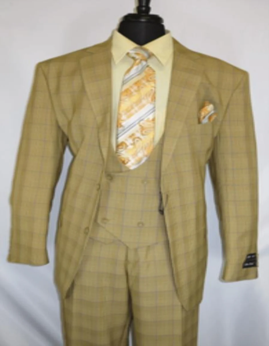 1920s Vintage Suits Patterns Checkered Suit Tan - Image 9