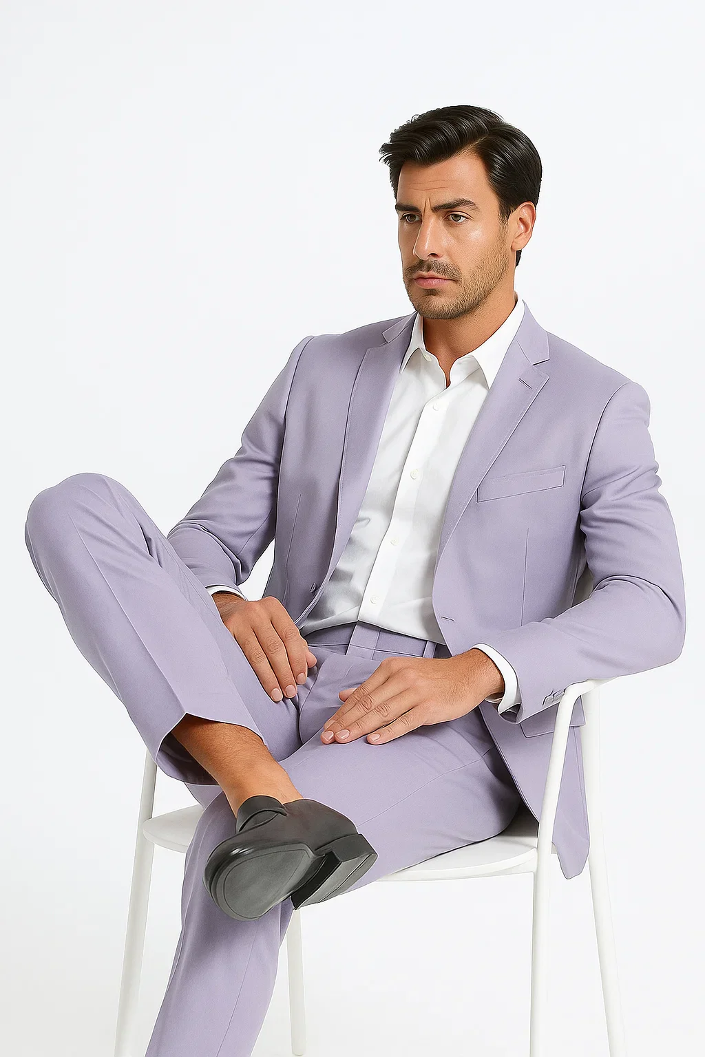 2 Button Men's Lilac Suit - Image 3