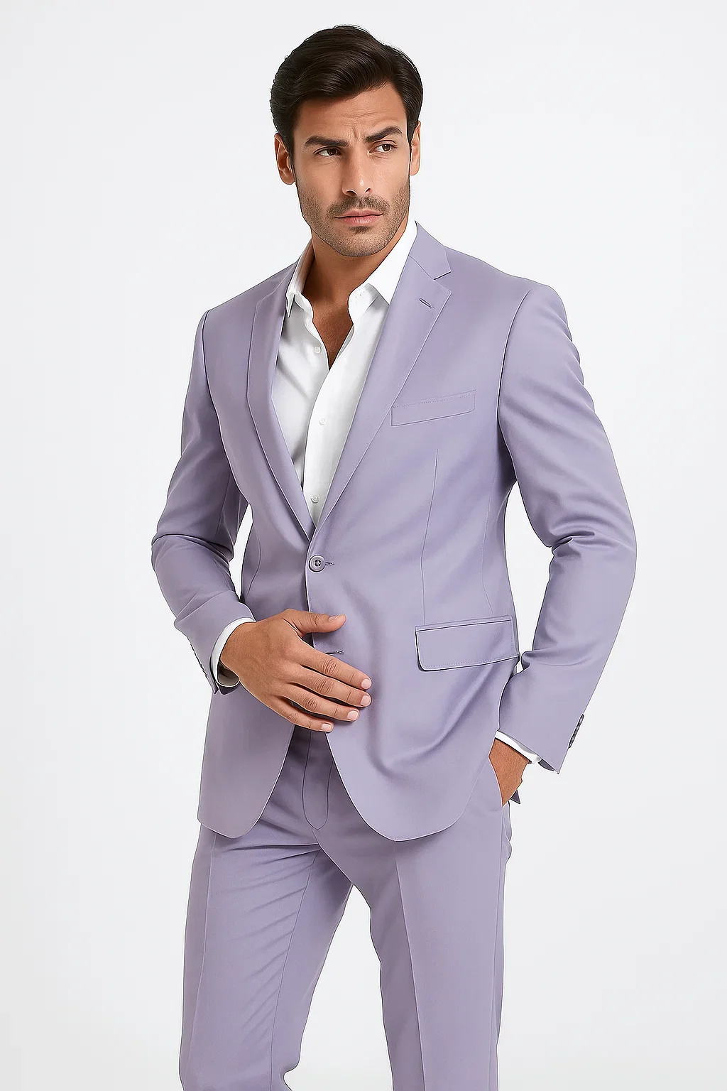 2 Button Men's Lilac Suit - Image 4