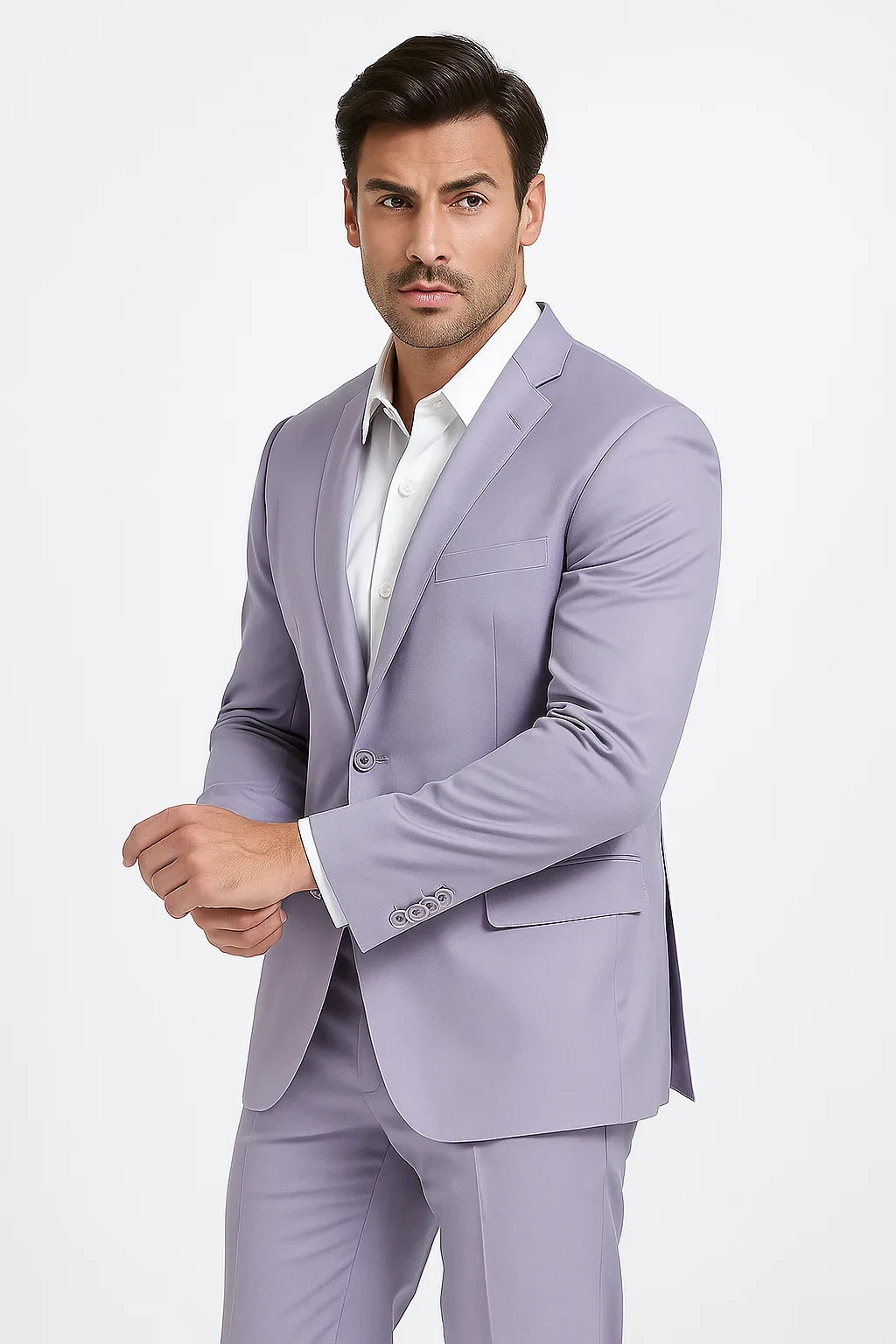 2 Button Men's Lilac Suit - Image 5