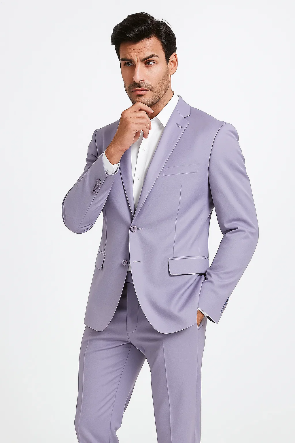 2 Button Men's Lilac Suit - Image 7