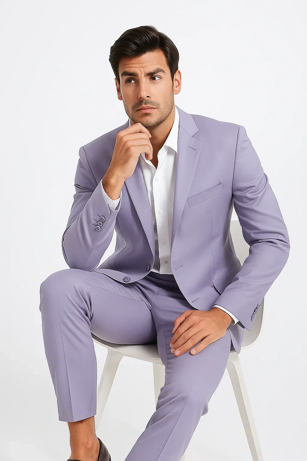 2 Button Men's Lilac Suit - Image 8