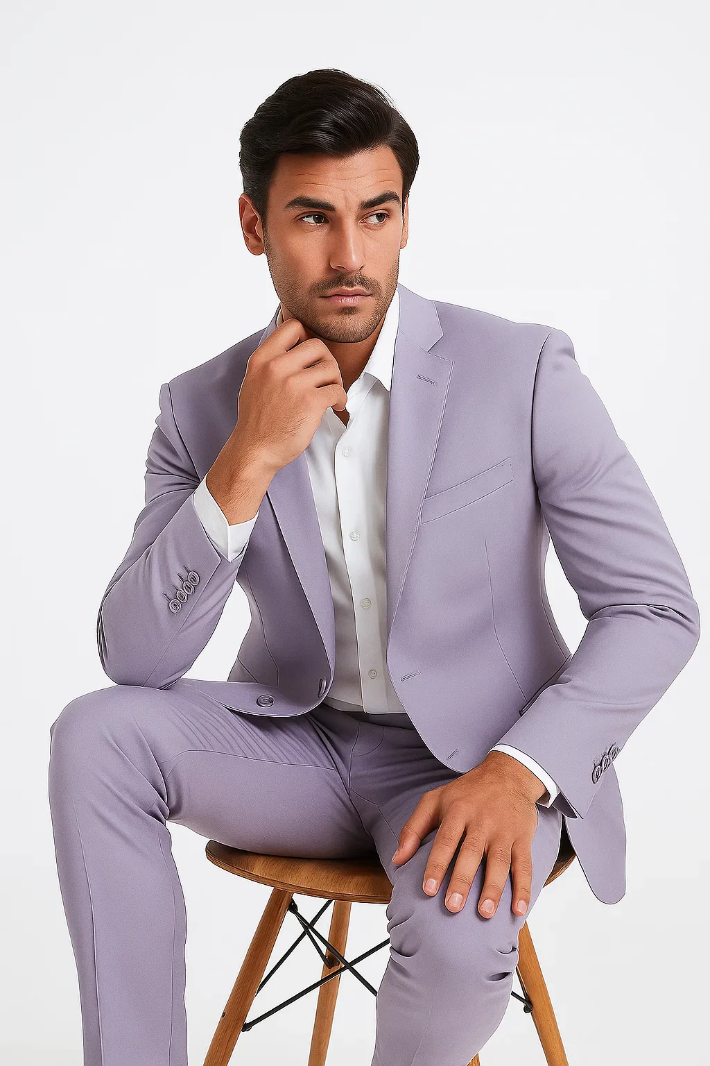 2 Button Men's Lilac Suit - Image 9