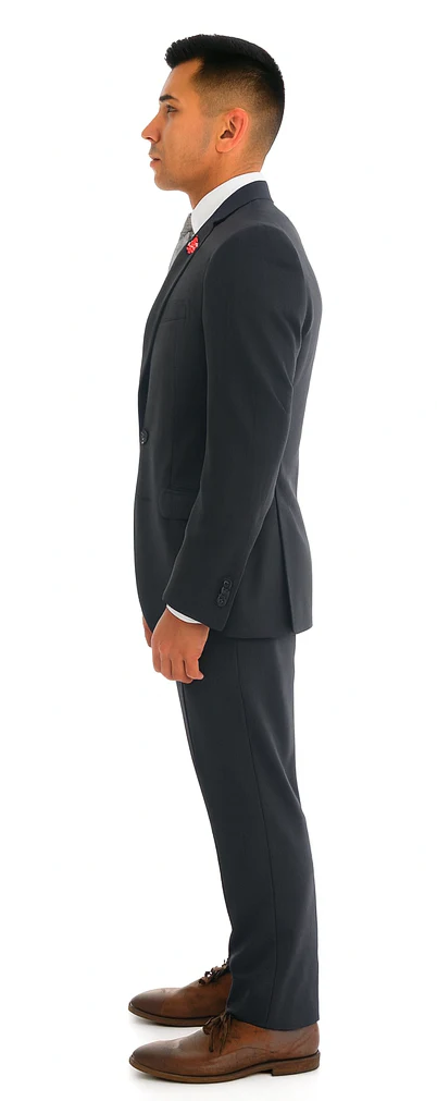 Vitali Brand Suits - 2 Button Sharkskin Textured Pattern Tapered Fit Suit Slim Fit With Vent Charcoal Online Discount Fashion Sale - Image 3
