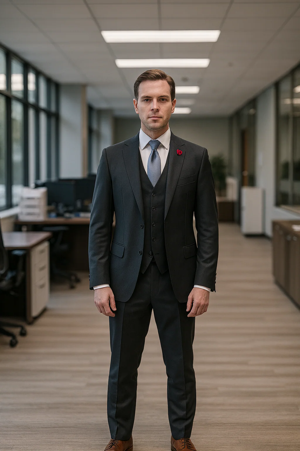 Vitali Brand Suits - 2 Button Sharkskin Textured Pattern Tapered Fit Suit Slim Fit With Vent Charcoal Online Discount Fashion Sale - Image 6