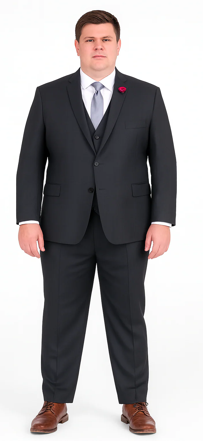 Vitali Brand Suits - 2 Button Sharkskin Textured Pattern Tapered Fit Suit Slim Fit With Vent Charcoal Online Discount Fashion Sale - Image 7