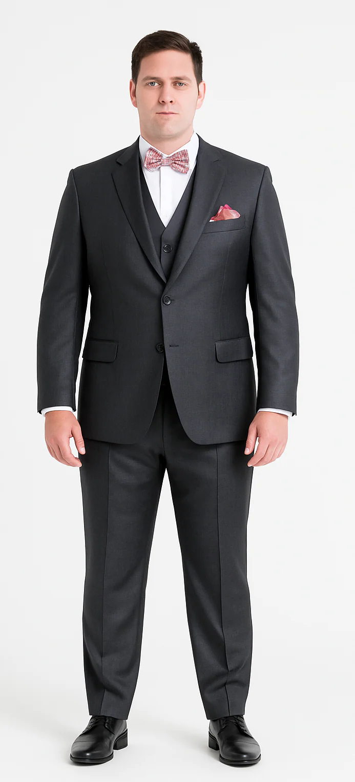 Vitali Brand Suits - 2 Button Sharkskin Textured Pattern Tapered Fit Suit With Vent Slim Fit Charcoal Online Discount Fashion Sale - Image 7
