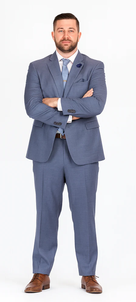Vitali Brand Suits - 2 Button Slim Fit Sharkskin Textured Pattern Tapered Fit Suit With Vent Light Blue Online Discount Fashion Sale - Image 7