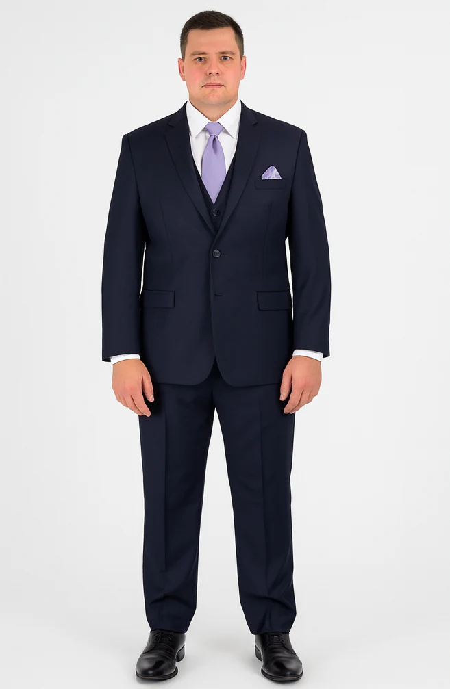 Vitali Brand Suits - 2 Button Suit Slim Fit Sharkskin Textured Pattern Tapered Fit With Vent Dark Navy Online Discount Fashion Sale - Image 7