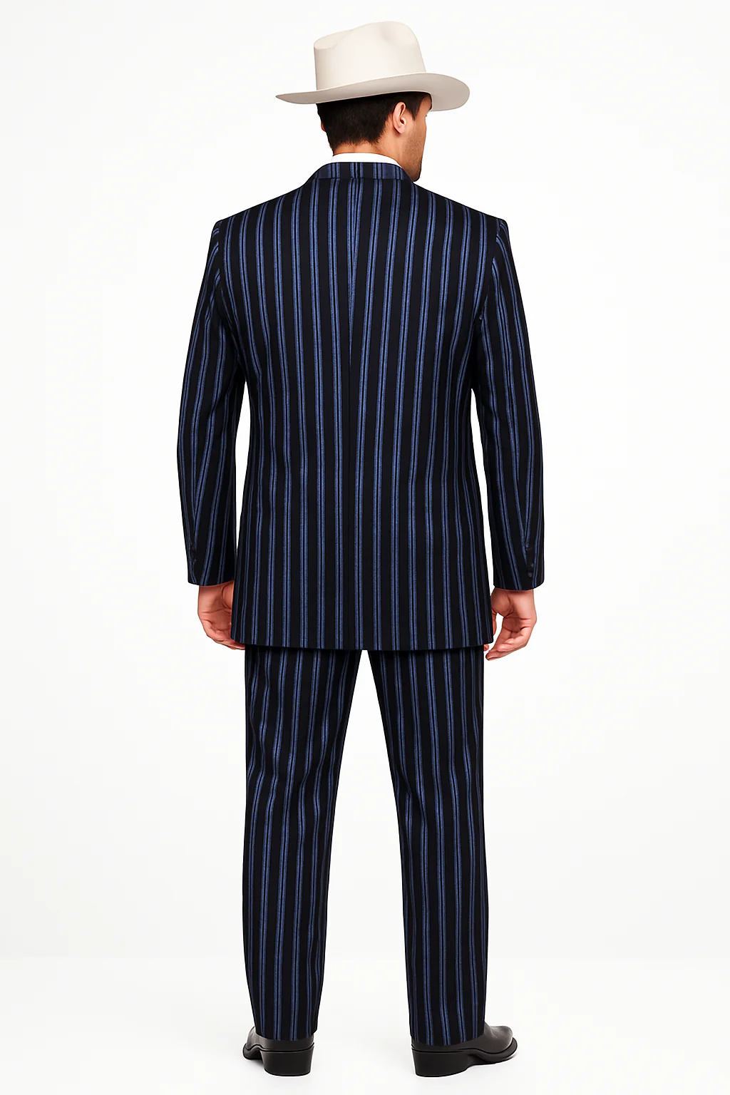 2020 New Formal Style Men's Dark Navy Blue High Fashion Bold Pronounce White Pi Suit - Image 3