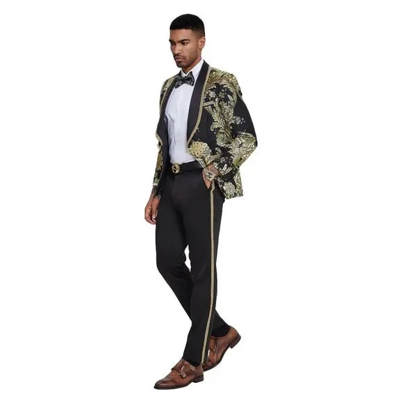 2026 Prom Special Black Paisley 2pc Mens Suit by Tazzio - Image 2