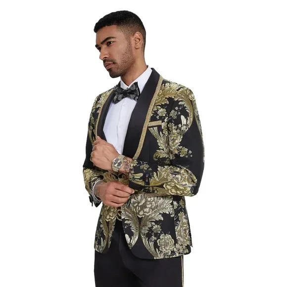 2026 Prom Special Black Paisley 2pc Mens Suit by Tazzio - Image 4