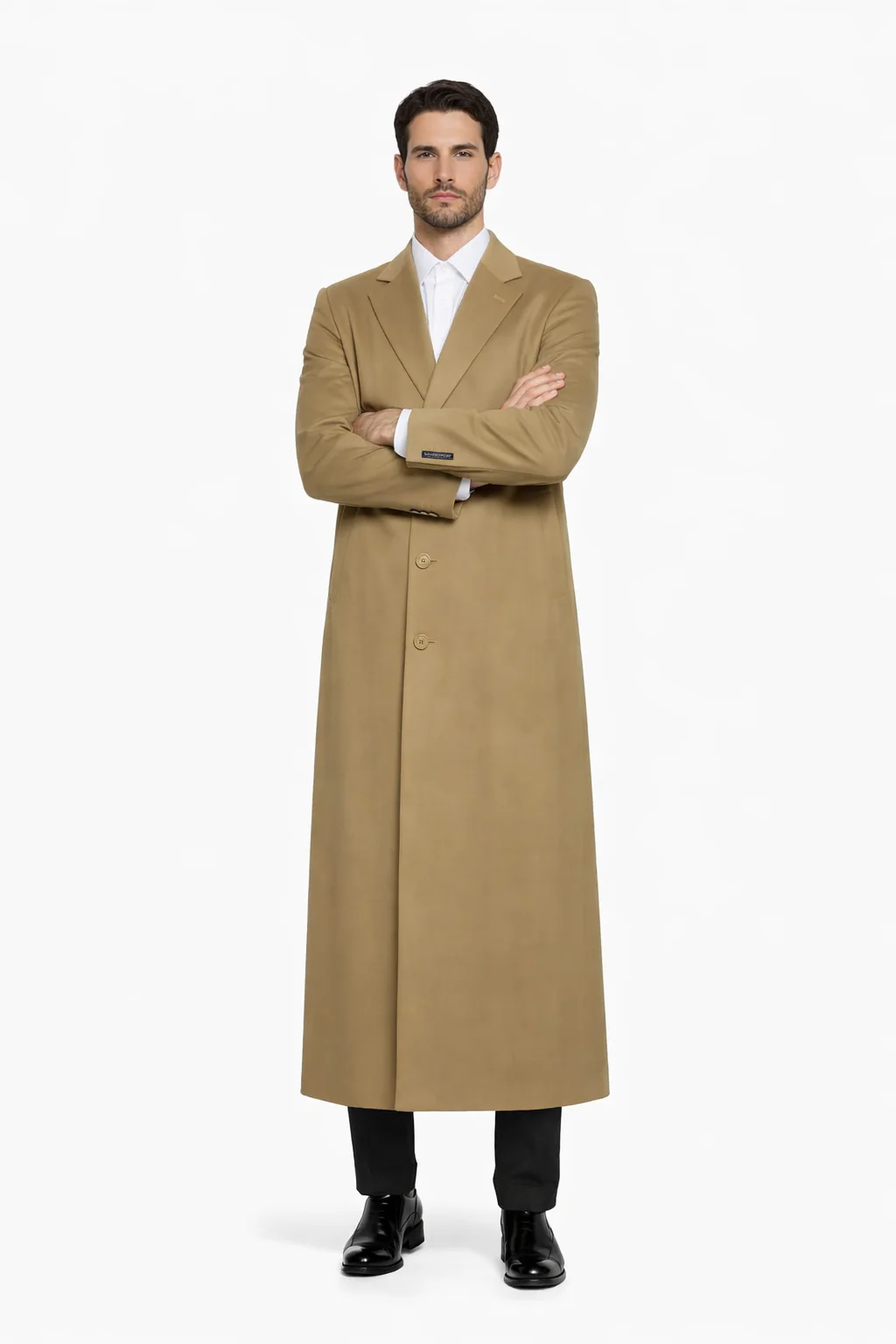 3 Button Camel Full Length Wool Dress Ankle length Top Coat/Overcoat - Mens Overcoat - Image 5