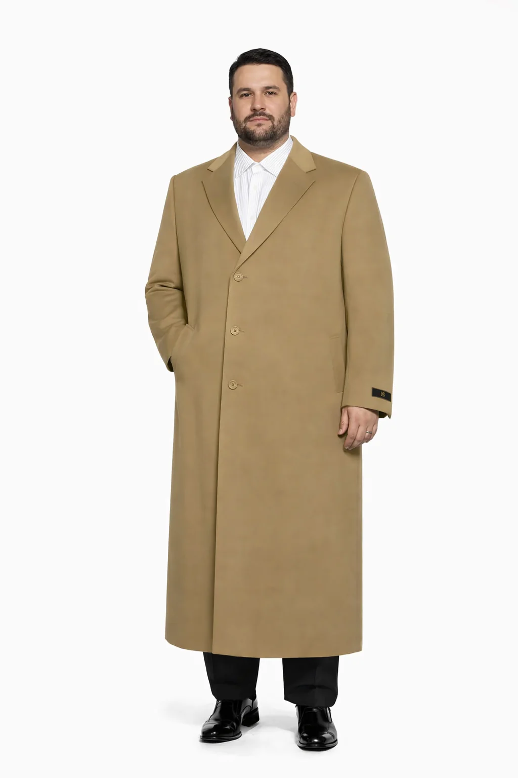3 Button Camel Full Length Wool Dress Ankle length Top Coat/Overcoat - Mens Overcoat - Image 6
