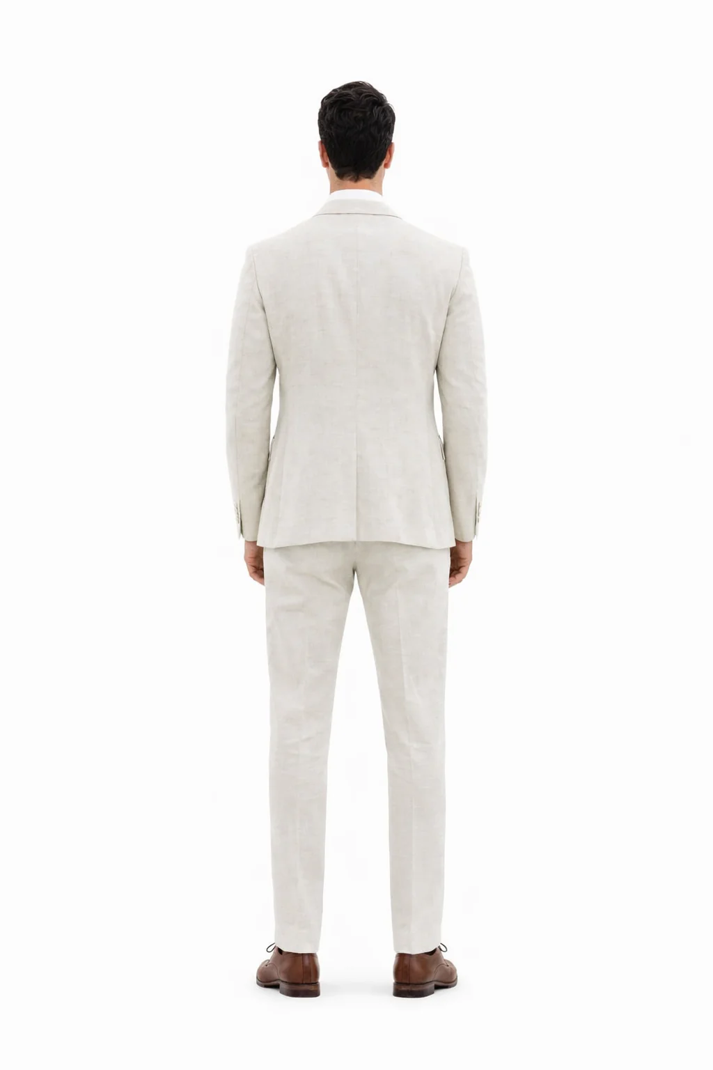 3 Piece Linen Suit - Ivory Mens Suit - Vested summer Suit - Image 3
