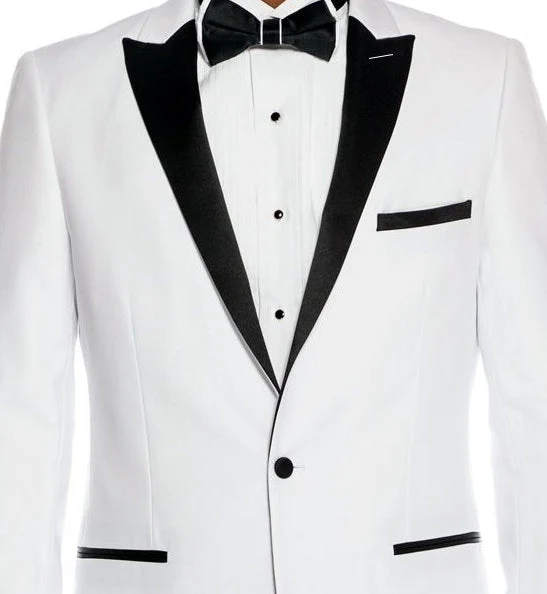 (46L, 48L) Slim Fit 2 Piece White Tuxedo - Image 2