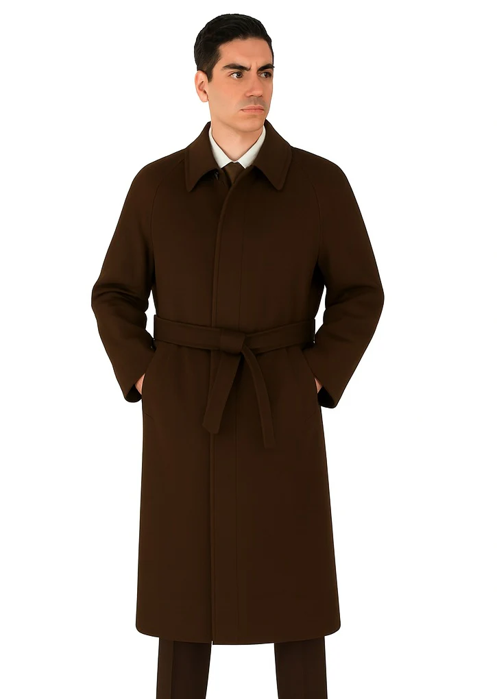 48 inch Men's Dress Coat belted Long Men's Dress Topcoat - Winter coat ~ Men's Overcoat Four Button Coat With An 18 Inch - Image 7
