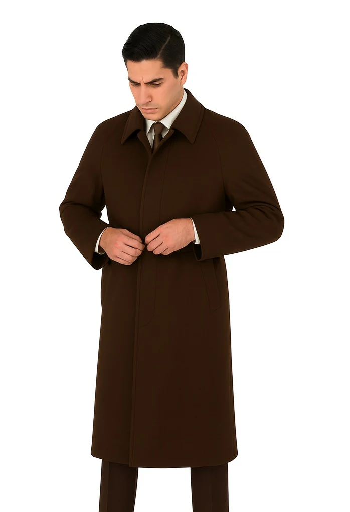 48 inch Men's Dress Coat belted Long Men's Dress Topcoat - Winter coat ~ Men's Overcoat Four Button Coat With An 18 Inch - Image 8