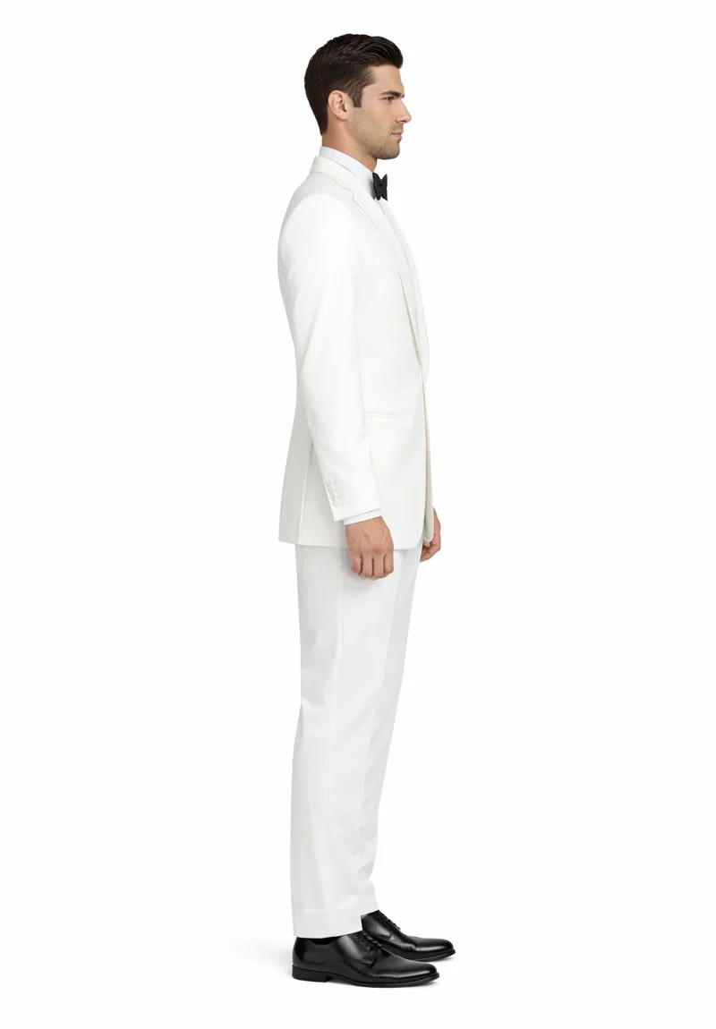 $500 Reg price Gorgio White or Ivory Jacket with Shawl Lapel 1 button on sale online deal Fashion Tuxedo For Men - Image 3