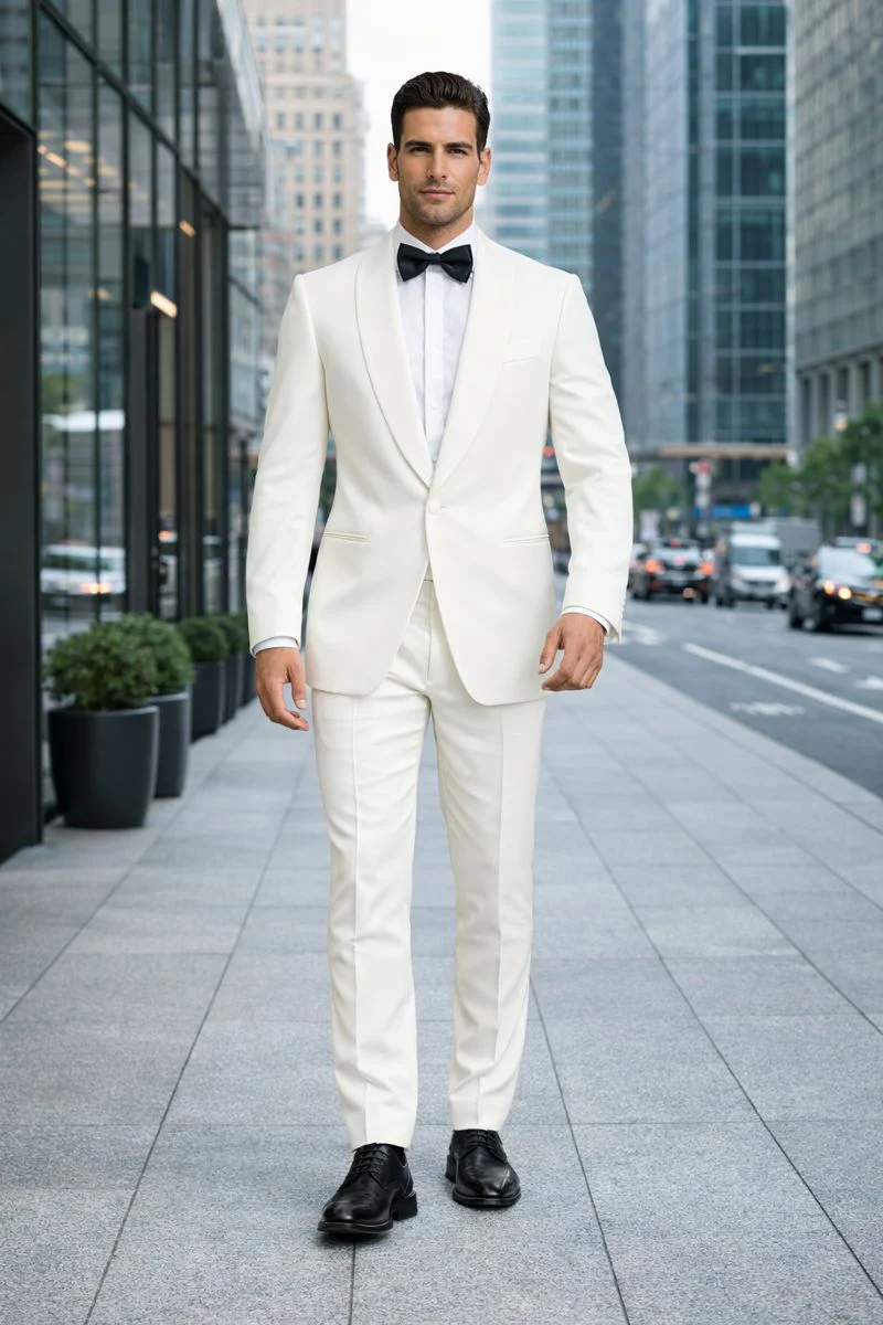 $500 Reg price Gorgio White or Ivory Jacket with Shawl Lapel 1 button on sale online deal Fashion Tuxedo For Men - Image 7
