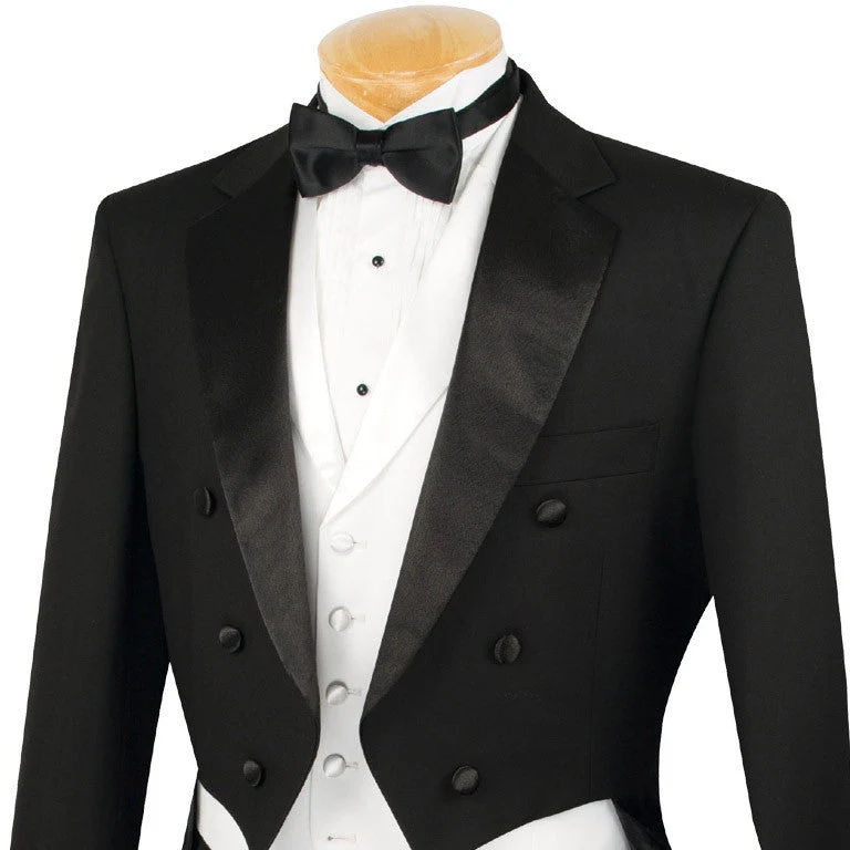 (52R) Men's Tuxedo Regular Fit Collection With Tails 3 Piece In Black - Image 3
