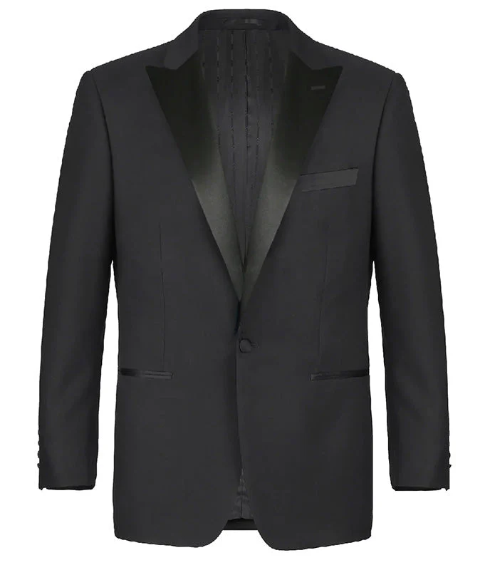 (54R) Classic Regular Fit 2 Piece Black Dress Tuxedo Peak Lapel - Image 4