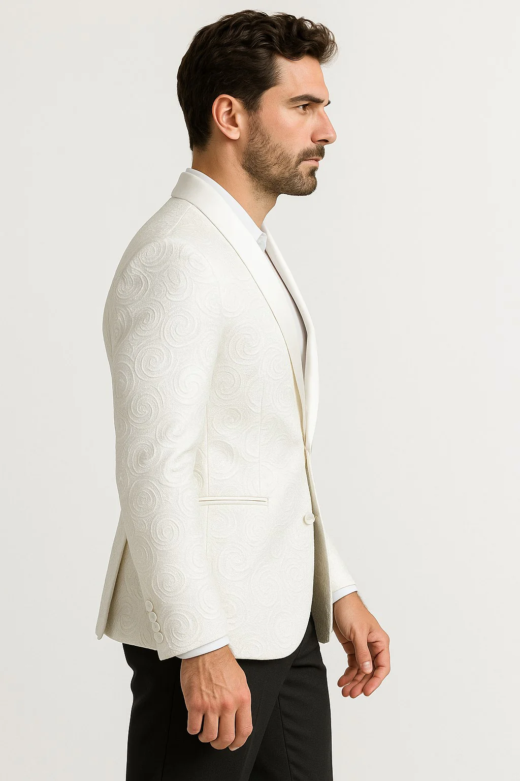Alberto Nardoni Brand White Paisley Shawl Collar Tuxedo Dinner Jacket & Men'S Blazer Sport Jacket - Image 6