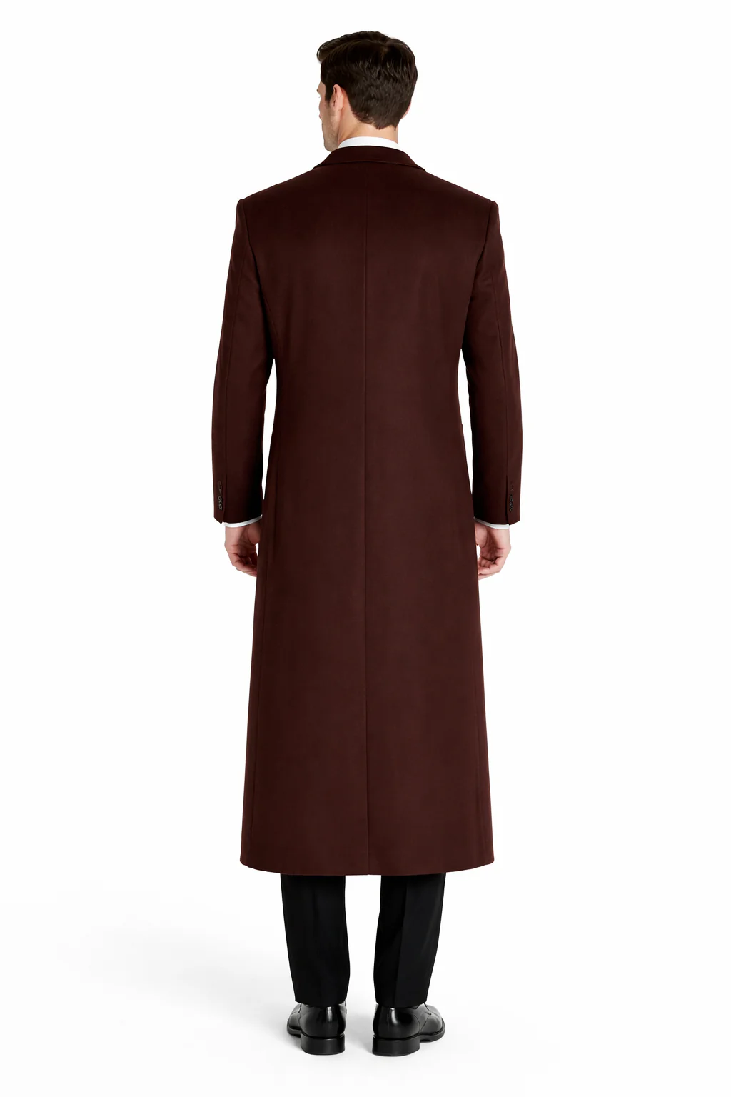 Ankle length 4 Buttons Brown Wool Cashmere Blend Overcoat Top Coat - Image 2