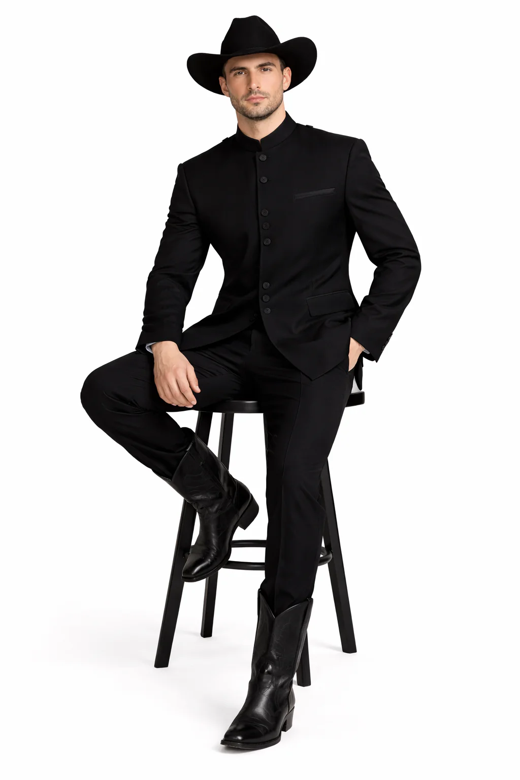 Apollo King Men's 2 Piece Nehru Style Suit - Mandarin Collars - Image 4