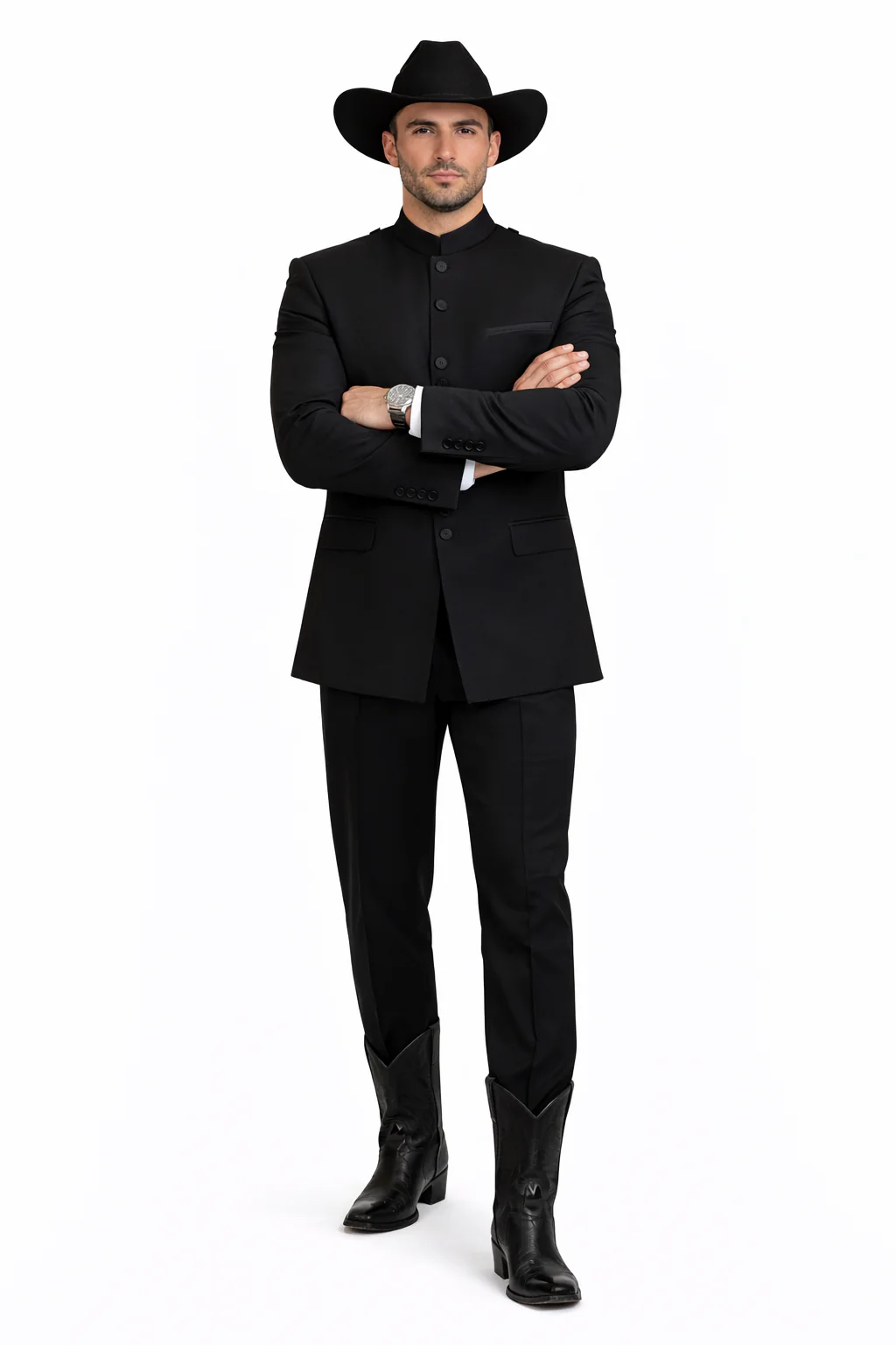 Apollo King Men's 2 Piece Nehru Style Suit - Mandarin Collars - Image 5